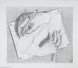 Surrealist Lithograph on Paper by Drawing Hands, This is a lithograph on paper of Drawing Hands, sold Oct 2025