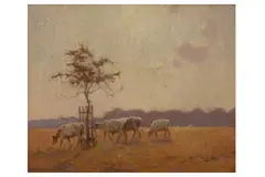 Untitled by Frederick Hall, oil on board, offered Jun 2021