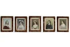 Untitled by Five Decorative Portrait Miniatures, watercolor, offered Jun 2021