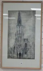 Oude Kerk, Delft by Valerie Thornton, pencil and wash, sold Aug 2019