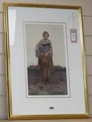Full-length portrait of a girl in a landscape by William Lee Hankey, watercolour, sold Aug 2019