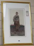 Full-length portrait of a girl in a landscape by William Lee Hankey, watercolour, sold Aug 2019