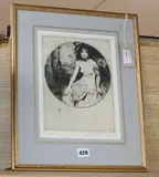 Study of semi-nude young woman by William Lee Hankey, etching, sold Aug 2019