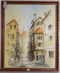 French street scene by Ben Maile, oil on canvas, sold Aug 2019