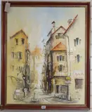 French street scene by Ben Maile, oil on canvas, sold Aug 2019