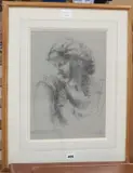Sketch of a young woman by Clara Klinghoffer, charcoal, sold Aug 2019