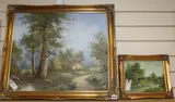 Landscape with cottage by Clara Inness, oil on canvas, sold Aug 2019