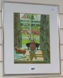 Cat by the Window by Henrietta Young, acrylic, offered Jul 2019