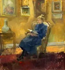 Sue Reading' signed 40 x 38cm, New Grafton Gallery label verso by Peter Cuhfeld, oil on board, sold Jul 2019