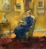 Sue Reading' signed 40 x 38cm, New Grafton Gallery label verso by Peter Cuhfeld, oil on board, sold Jul 2019
