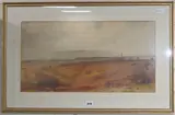 Panoramic landscape with figures in the foreground by Frederick Henry Partridge, 1921, watercolour, offered Jul 2019