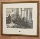 Café Central, Madrid by Clive McCartney, pencil, sold Jul 2019