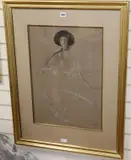 Study of a young lady wearing a black hat by Gerald Kelly, drawing, sold Jul 2019