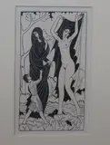 Nature and Nakedness' (The Artist and the Mirror), 1930, wood engraving, 13.5 x 7.5cm by Eric Gill, engraving, sold Jul 2019