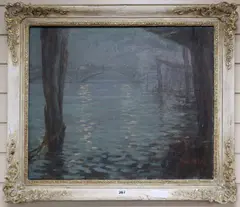 Hampton Court Bridge by Aileen Eagleton, oil on canvas, sold Jul 2019