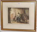 Interior scene with peasant woman by George Conrad Roller, watercolour, sold Jul 2019