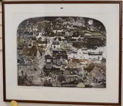 Uncle Sid and the Limpet Races by Graham Clarke, etching and coloured, sold Jul 2019