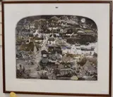 Uncle Sid and the Limpet Races by Graham Clarke, etching and coloured, sold Jul 2019