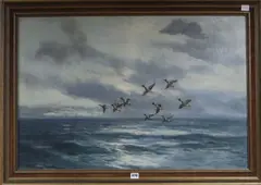Mallards' signed, 60 x 90cm by William Langley, oil on canvas, sold Jul 2019