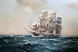Mischief' 548 tons built by James M Hood at Somerset, Mass 1853 signed 23.5 x 35.5in by Leslie Arthur Wilcox, oil on canvas, sold Jun 2019