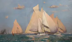 Untitled by Norman Wilkinson, oil on board, sold Jun 2019