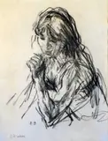 Untitled by Bernard Dunstan, charcoal on paper, sold Jun 2019