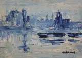 Blackfriars Bridge' signed and inscribed verso 10 x 14in., unframed by James Lawrence Isherwood, oil, sold Jun 2019