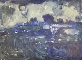 Buckingham Moon' signed and inscribed verso 12 x 16in., unframed by James Lawrence Isherwood, oil, sold Jun 2019