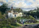WatercolourA wayside cottage near Shaugn by Edgar John Varley, watercolour, sold Jun 2019