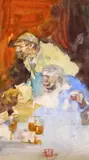 Men at bar' monogrammed 13 x 7.5in by Frank Brangwyn, watercolour, sold Jun 2019