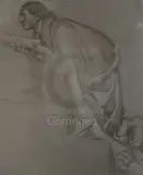 Coloured chalkMan presenting a petition and a by Frank Brangwyn, pencil, sold Jun 2019