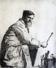 Untitled by Joseph Simpson, etching, sold Jun 2019