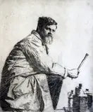 Untitled by Joseph Simpson, etching, sold Jun 2019