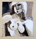 Untitled by Geoffrey Key, gouache, sold Jun 2019