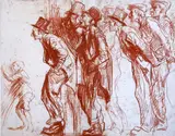 Men in top hats' initialled in the plate 12 x 15.75in by Frank Brangwyn, lithograph, sold Jun 2019