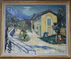 Spanish courtyard scene by John Livesey, oil on canvas board, sold Jun 2019