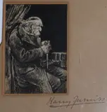 Fagin and one other figure, 8 x 5.5cm and 9 x 4cm by Harry Furniss, ink, sold Jun 2019