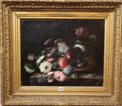 A Pannier of Chrysanthemums by Louise-Stéphanie Dussieux, 1876, oil on canvas, sold Jun 2019