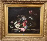 A Pannier of Chrysanthemums by Louise-Stéphanie Dussieux, 1876, oil on canvas, sold Jun 2019