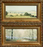 Bluebells by a River' and 'A Cotswold Landscape by Robert Hughes, Oil on Panel, sold Aug 2020