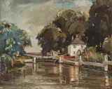 Whitchurch Lock by Gilbert Adams, Oil on Board, sold Aug 2020