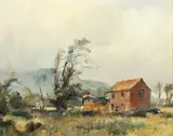 Worcestershire Farmstead by Trevor Chamberlain, Oil on Canvas, sold Aug 2020