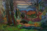 British, A Country Landscape with a Distant View of Hills by Phyllis Bray, Oil on Canvas, sold Aug 2020