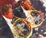 Horns by Jonathon Towell Neac, Oil on Board, sold Aug 2020