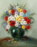 A Still Life of Mixed Flowers in a Glass Vase by Vicente Paya, Oil on Canvas, offered Aug 2020