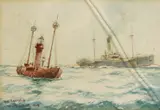 The Lightship by William Minshall Birchall, 1928, Watercolour, sold Aug 2020