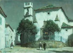 Moonlight, San Roque' with Figures in a Street by Albert Moulton Foweraker, Watercolour, sold Aug 2020