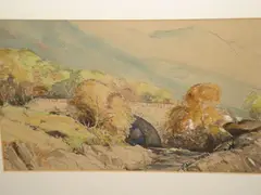 Possibly Goatfell, Arran, signed lower right, watercolour, 23 x 38cm, together with another watercolour and two dry-point etchings by the same hand, by John G. Mathieson, sold Oct 2012