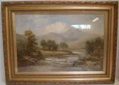 River Landscape by Sidney Yates Johnson, and another two country scenes by the same hand,, offered Sep 2012
