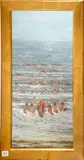 Beach scene by Geoffrey John Roper, circa 1976, oil on board, sold Sep 2012